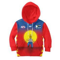 Personalize AFL Gold Coast Suns The Simpsons Guernsey Jumper Hoodie KID
