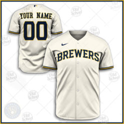 Personalize MLB Milwaukee Brewers 2020 Home Jersey - Cream