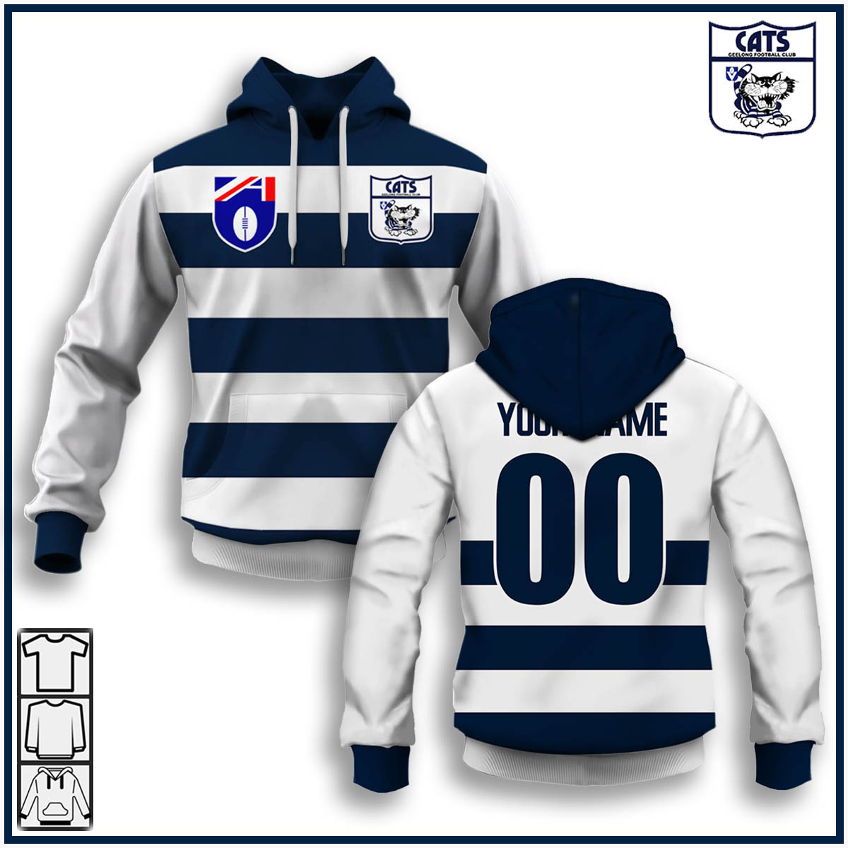 Personalized Geelong Cats Football Club Vintage Retro AFL Guernsey 90s