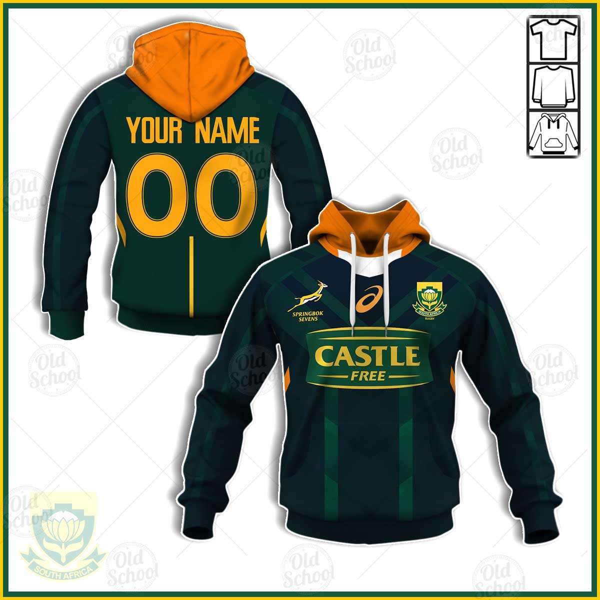 Personalise South Africa National Rugby Union Team Springboks SEVENS 2020 Home Jersey