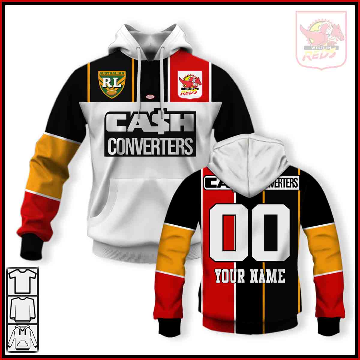 Personalized Western Reds Rugby League Jerseys Hoodies Shirts For Men Women