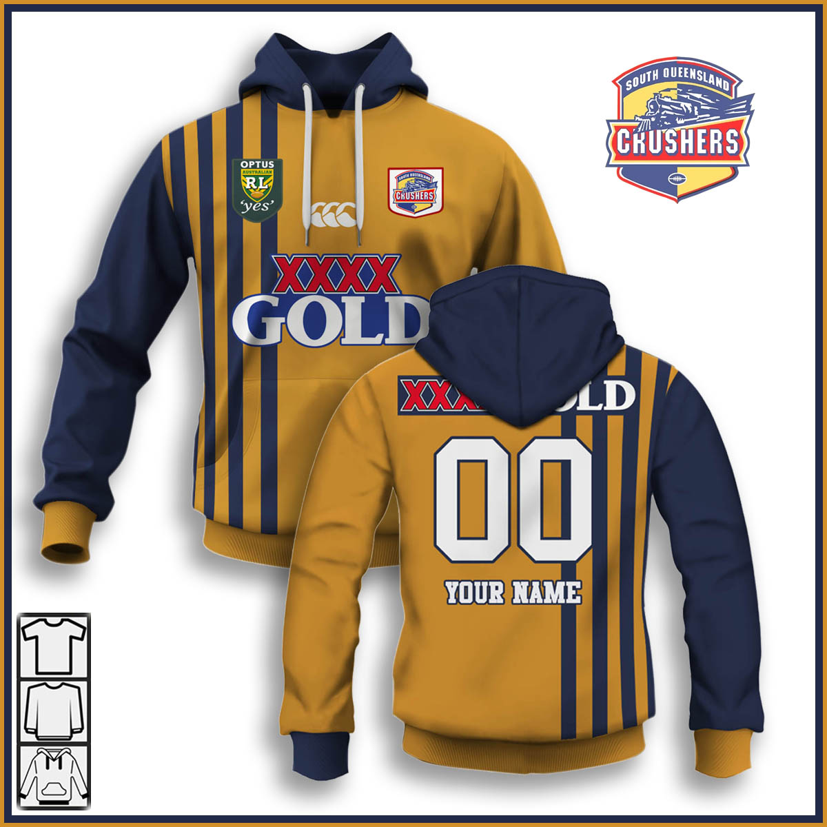 Personalized South Queensland Crushers Rugby League Jerseys Hoodies Shirts For Men Women