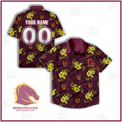 Personalise NRL Brisbane Broncos 2021 Tribal Hawaiian Shirt