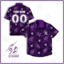 Personalise NRL Melbourne Storm 2021 Tribal Hawaiian Shirt