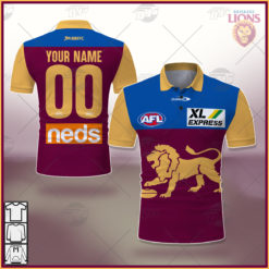 Personalised AFL Brisbane Lions 2021 Season Home Guernsey Polo