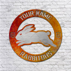 Custom made NRL RABBITOHS Cut Metal Sign Fire Pattern Hot Newest Decoration product