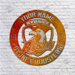 Custom made NRL SYDNEY ROOSTERS Cut Metal Sign Fire Pattern Hot Newest Decoration product