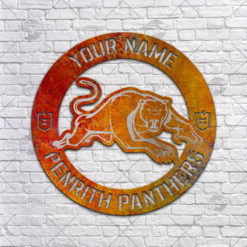 Custom made NRL PENRITH PANTHERS Cut Metal Sign Fire Pattern Hot Newest Decoration product