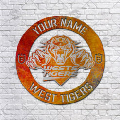 Custom made NRL WEST TIGERS Cut Metal Sign Fire Pattern Hot Newest Decoration product
