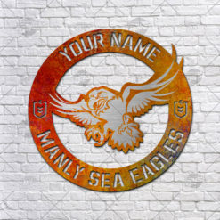 Custom made NRL Manly Sea Eagles Cut Metal Sign Fire Pattern Hot Newest Decoration product