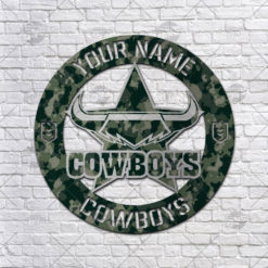 Custom made NRL North Queensland Cowboys Cut Metal Sign Camo Hot Newest Decoration product