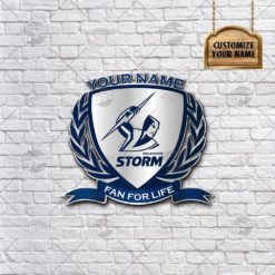 Personalise Name NRL Melbourne Storm Logo Metal Sign Wall Art Decoration