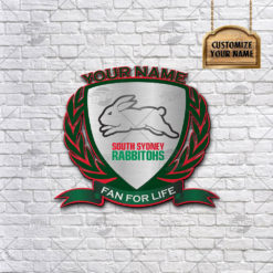 Personalise Name NRL South Sydney Rabbitohs Logo Metal Sign Wall Art Decoration