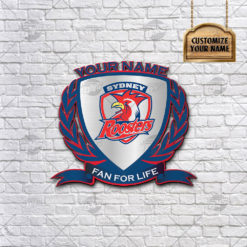 Personalise Name NRL Sydney Roosters Logo Metal Sign Wall Art Decoration