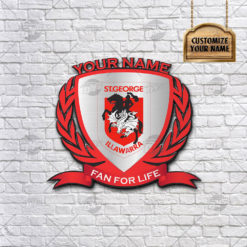 Personalise Name NRL St. George Illawarra Dragons Logo Metal Sign Wall Art Decoration
