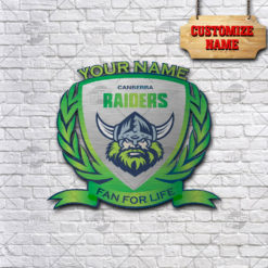 Personalise Name NRL Canberra Raiders Logo Metal Sign Wall Art Decoration
