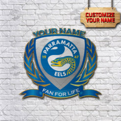 Personalise Name NRL Parramatta Eels Logo Metal Sign Wall Art Decoration