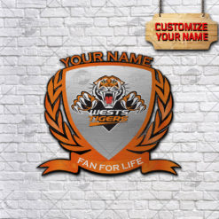 Personalise Name NRL Wests Tigers Logo Metal Sign Wall Art Decoration