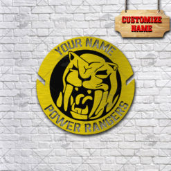Custom Name Mighty Morphin Power Rangers Movie Yellow Ranger Morpher Metal Sign For Fans Home Decoration