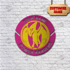 Custom Name Mighty Morphin Power Rangers Movie Pink Ranger Morpher Metal Sign For Fans Home Decoration
