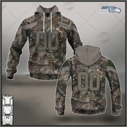 Personalized NFL Seattle Seahawks Camo Real Tree Jersey Clothes Hunting Gear