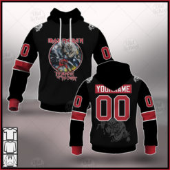 Personalized Iron Maiden The Number of the Beast Hockey Jersey Style Hoodie Long Sleeve T Shirt